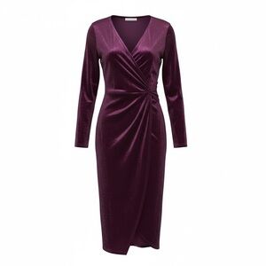 Nashalyly Purple Velvet Wrap Dress – Women’s Size Small NWOT